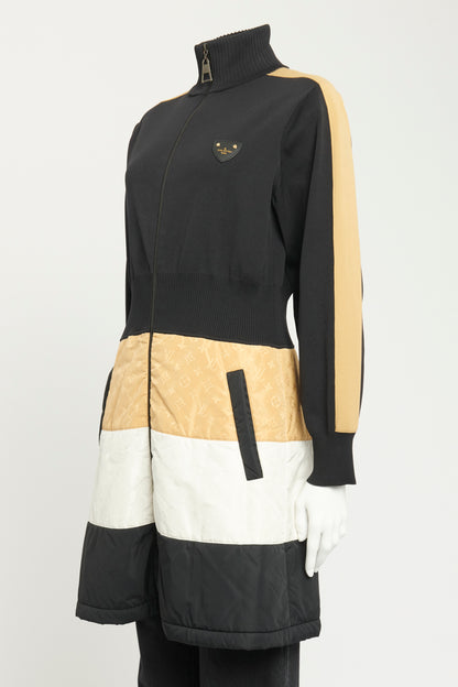 Black Viscose Preowned Stretch Knit Jacket Dress