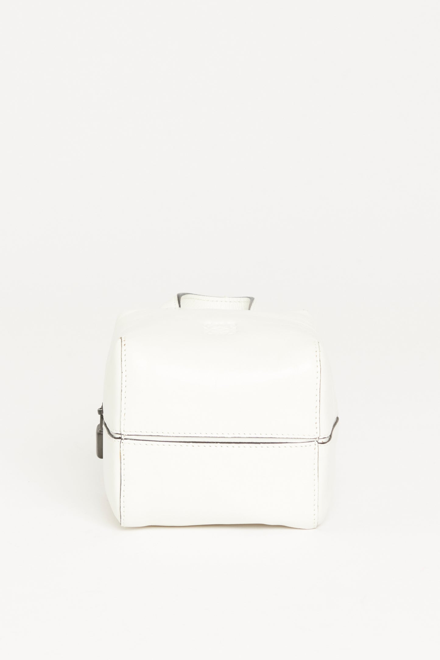 White Calfskin Preowned Mini Cubo Crossbody Bag