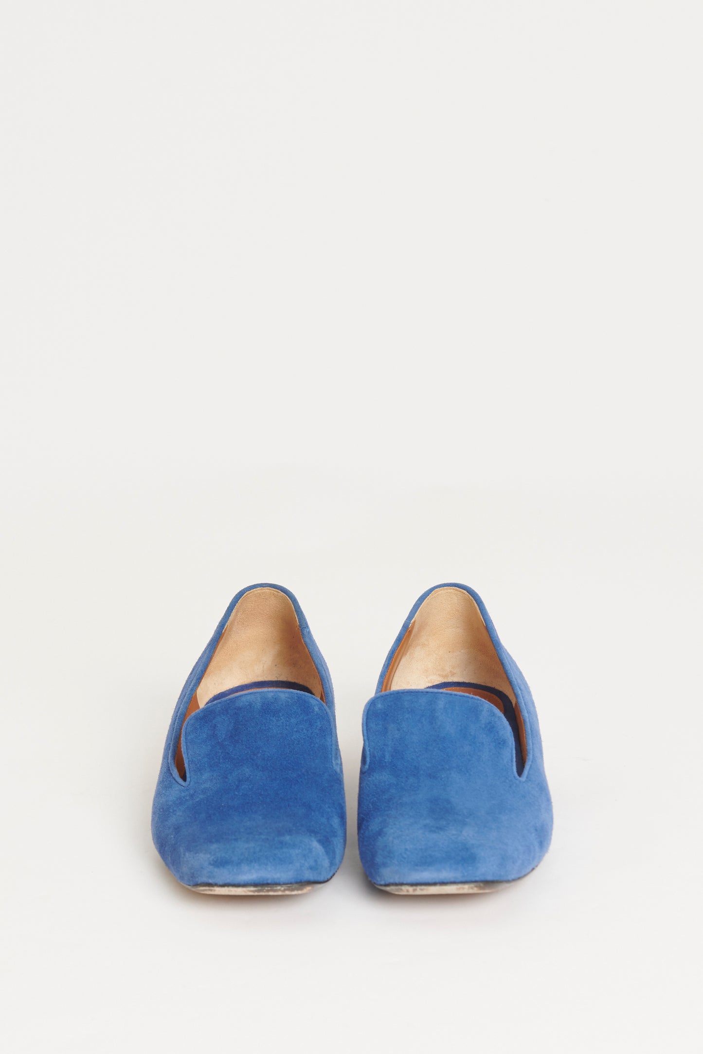 Blue Suede Preowned Studded Loafers