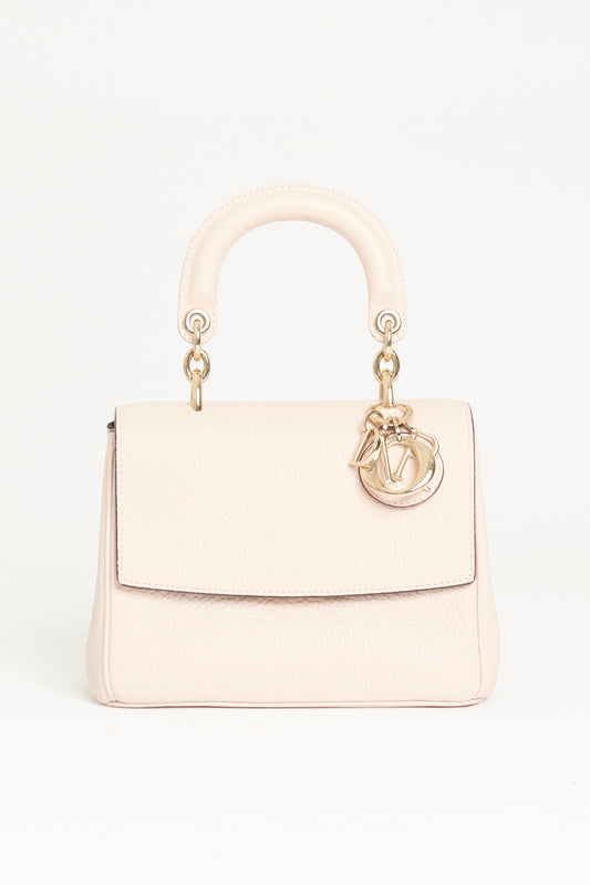 2014 Rose Poudre Pebbled Leather Preowned Be Dior Mini Flap Bag