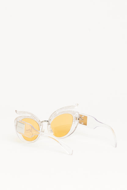 2017 Clear Acetate Preowned Oversized La Folies Sunglasses