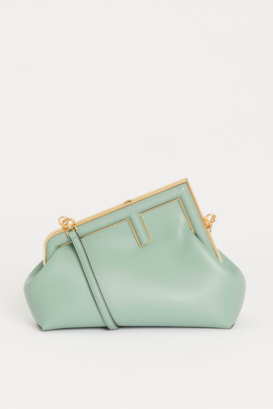 2022 Mint Green Leather Preowned Small First Clutch Bag