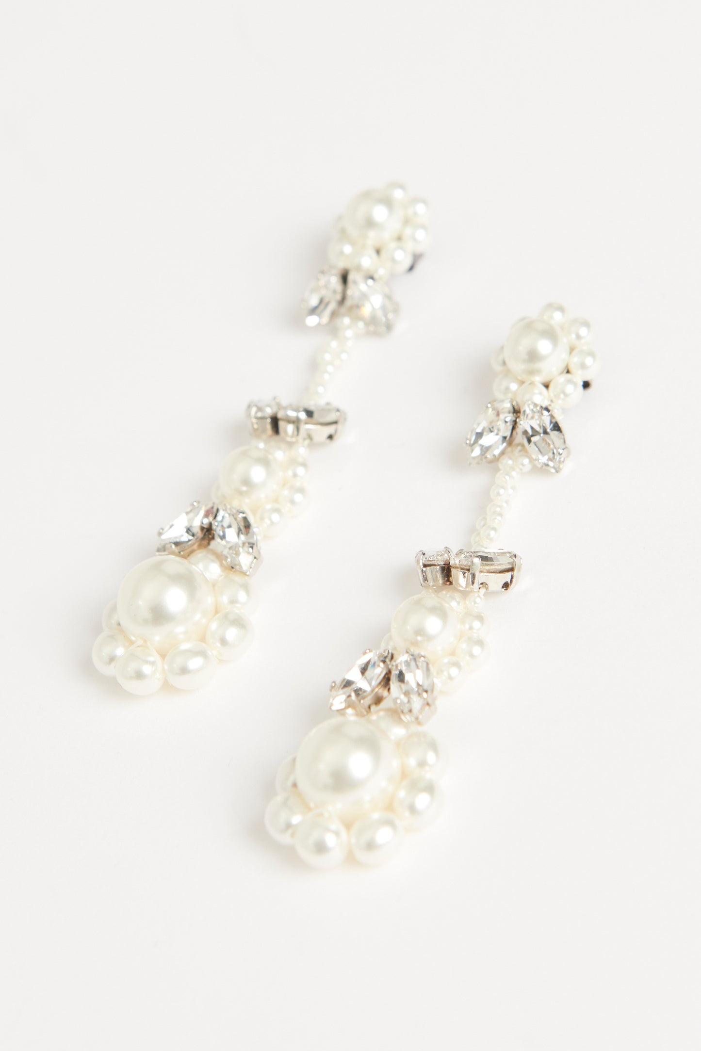 White Faux-Pearl Preowned Victorian Drop Earrings