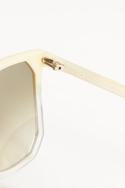Cream Pearlescent Preowned Oversized Sunglasses