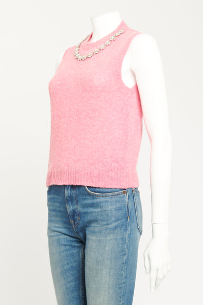 2020 Rosa Pink Virgin Wool Preowned Embroidered Top