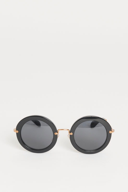Black Acetate Preowned Rounded Sunglasses