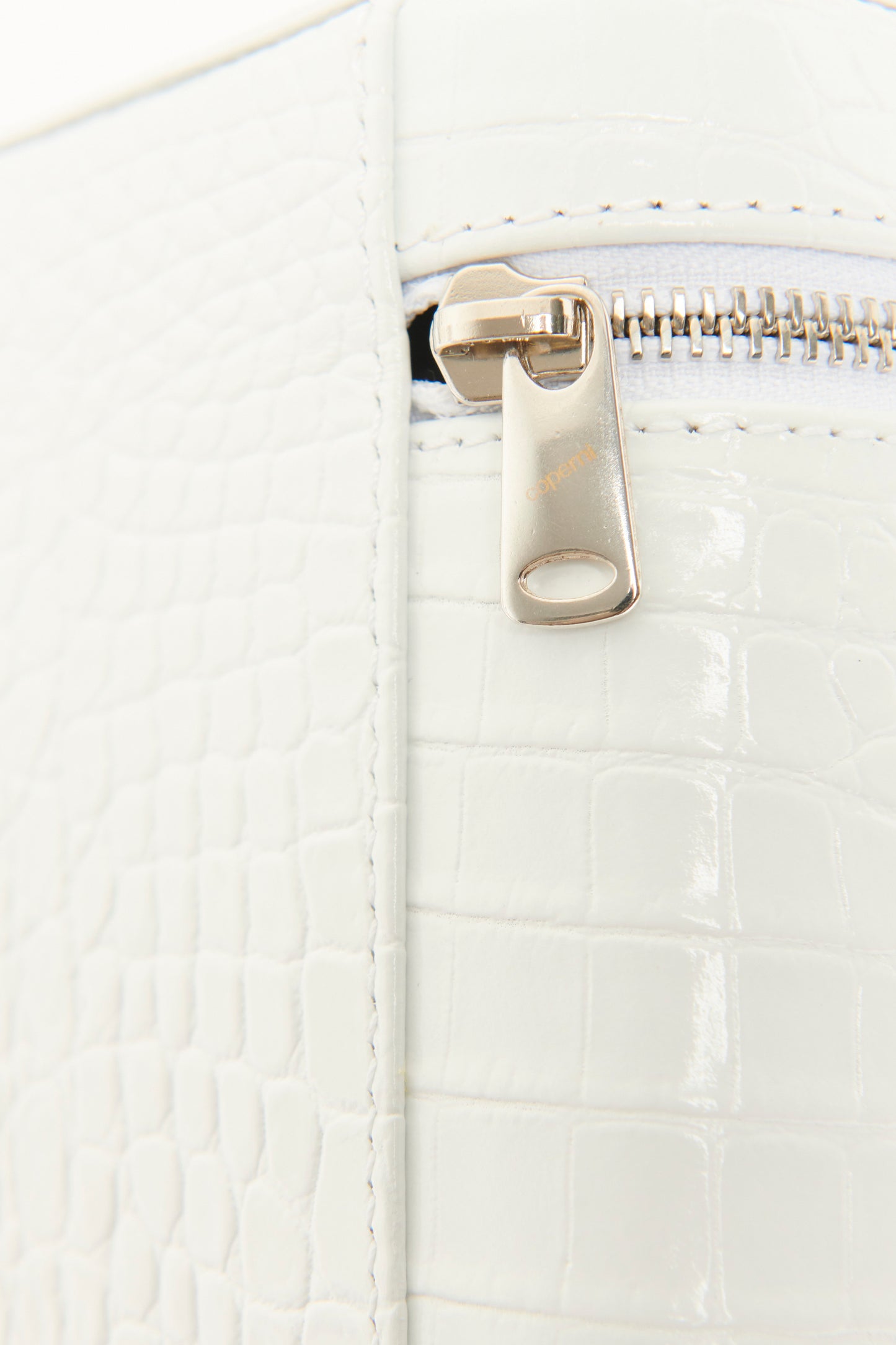 Optic White Croc Embossed Leather Preowned Mini Vanit-e Bag