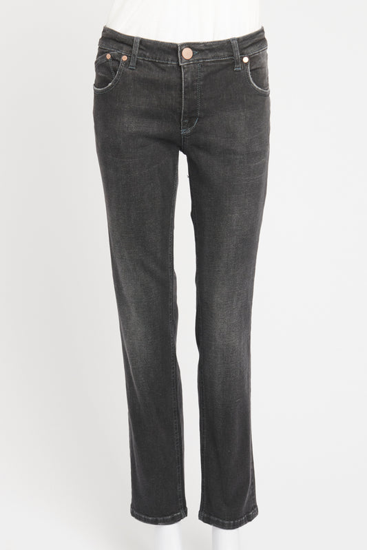 Grey Cotton Preowned Washed Skinny Jeans