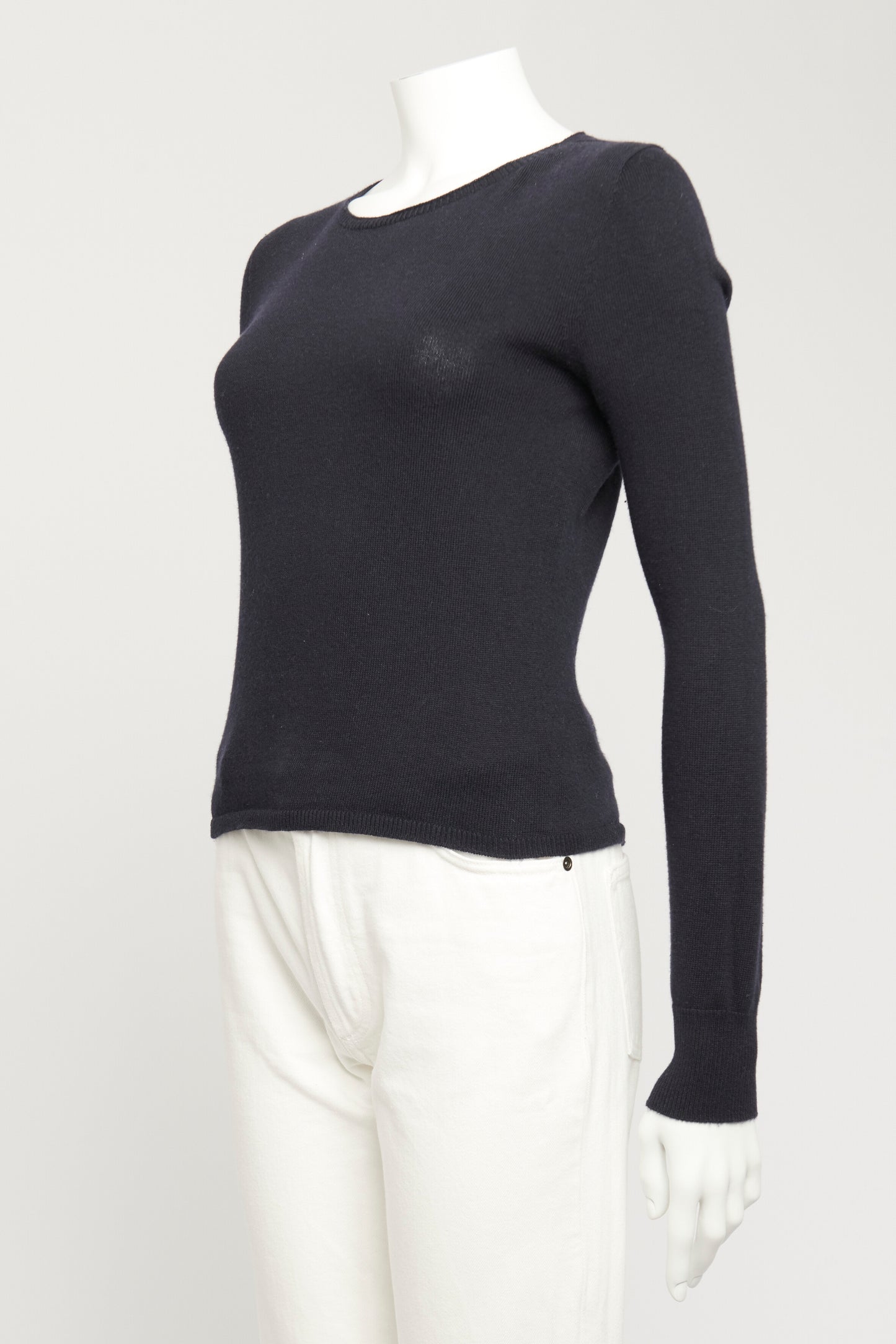 Navy Wool Blend Preowned Round Neck Jumper