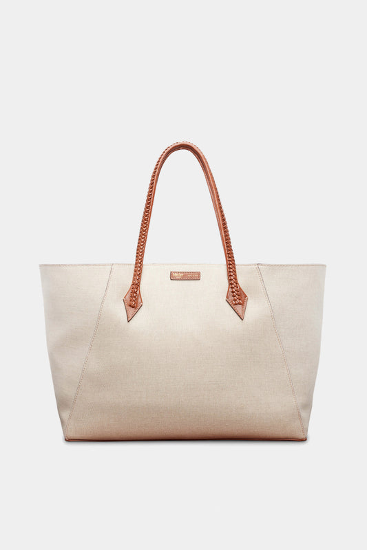 Cognac Natural Linen Perriand Collapsible Tote