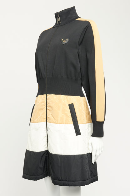 Black Viscose Preowned Stretch Knit Jacket Dress
