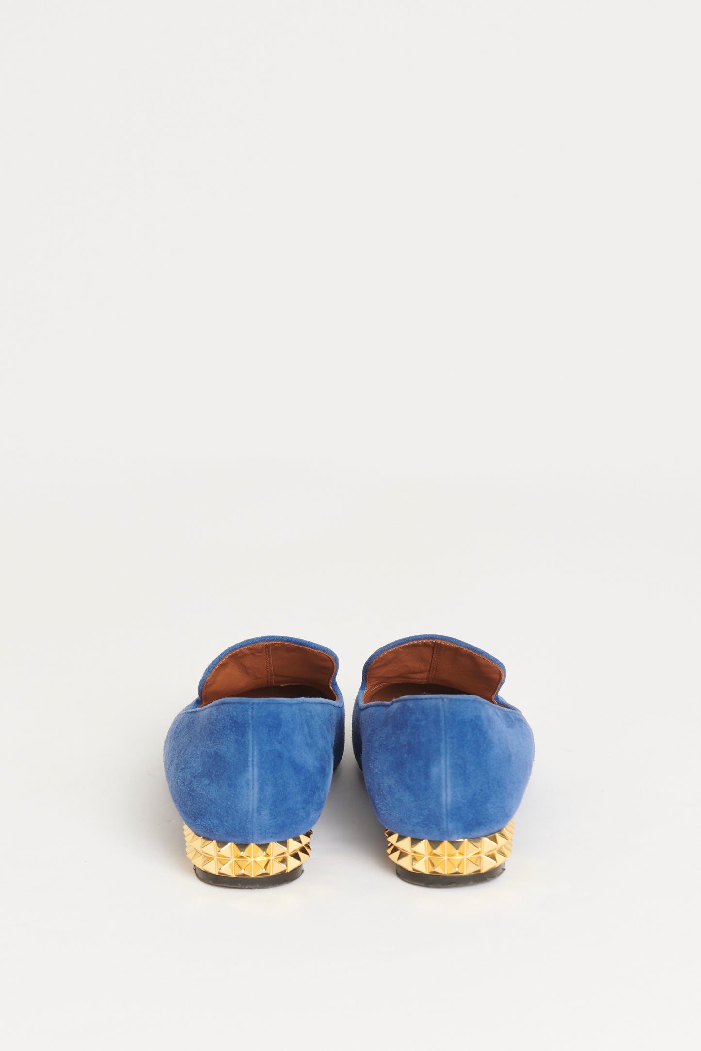 Blue Suede Preowned Studded Loafers