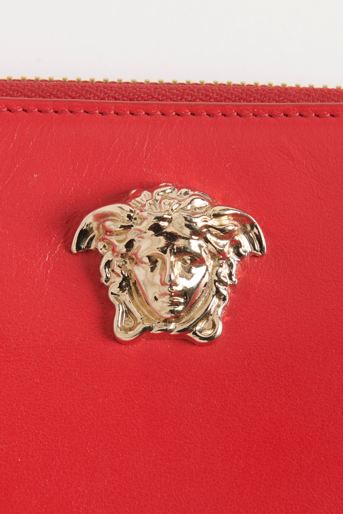 Red Leather Palazzo Medusa Preowned Wallet