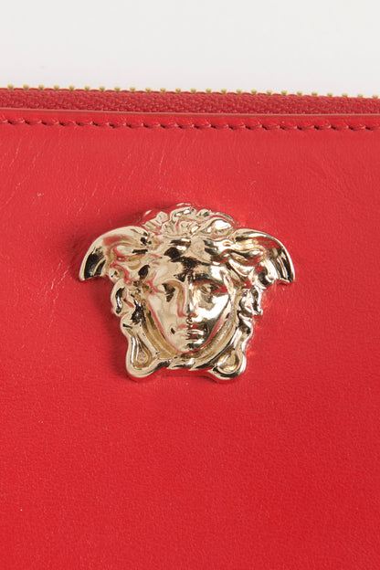 Red Leather Palazzo Medusa Preowned Wallet