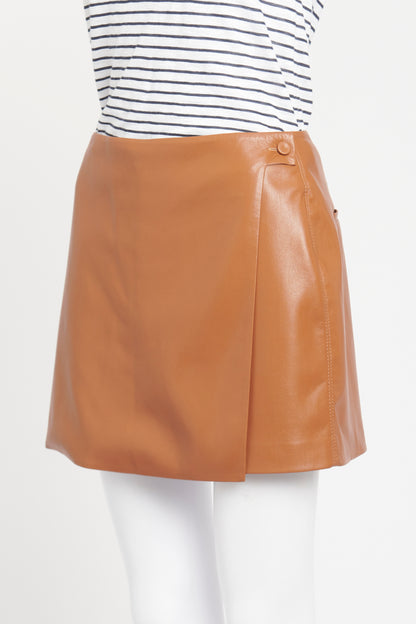 Brown Faux Leather Preowned Skort