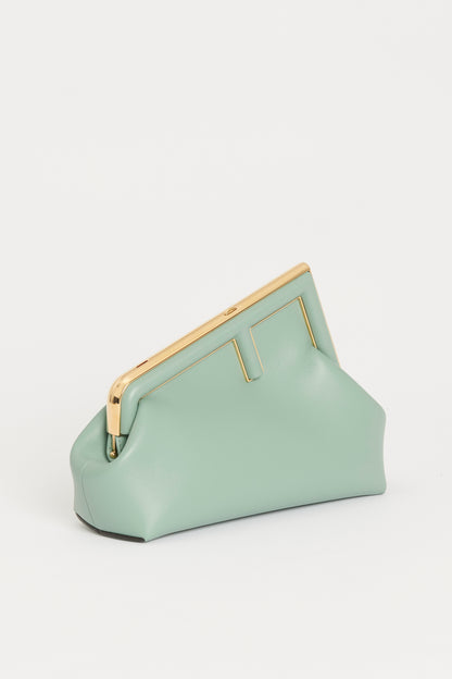 2022 Mint Green Leather Preowned Small First Clutch Bag