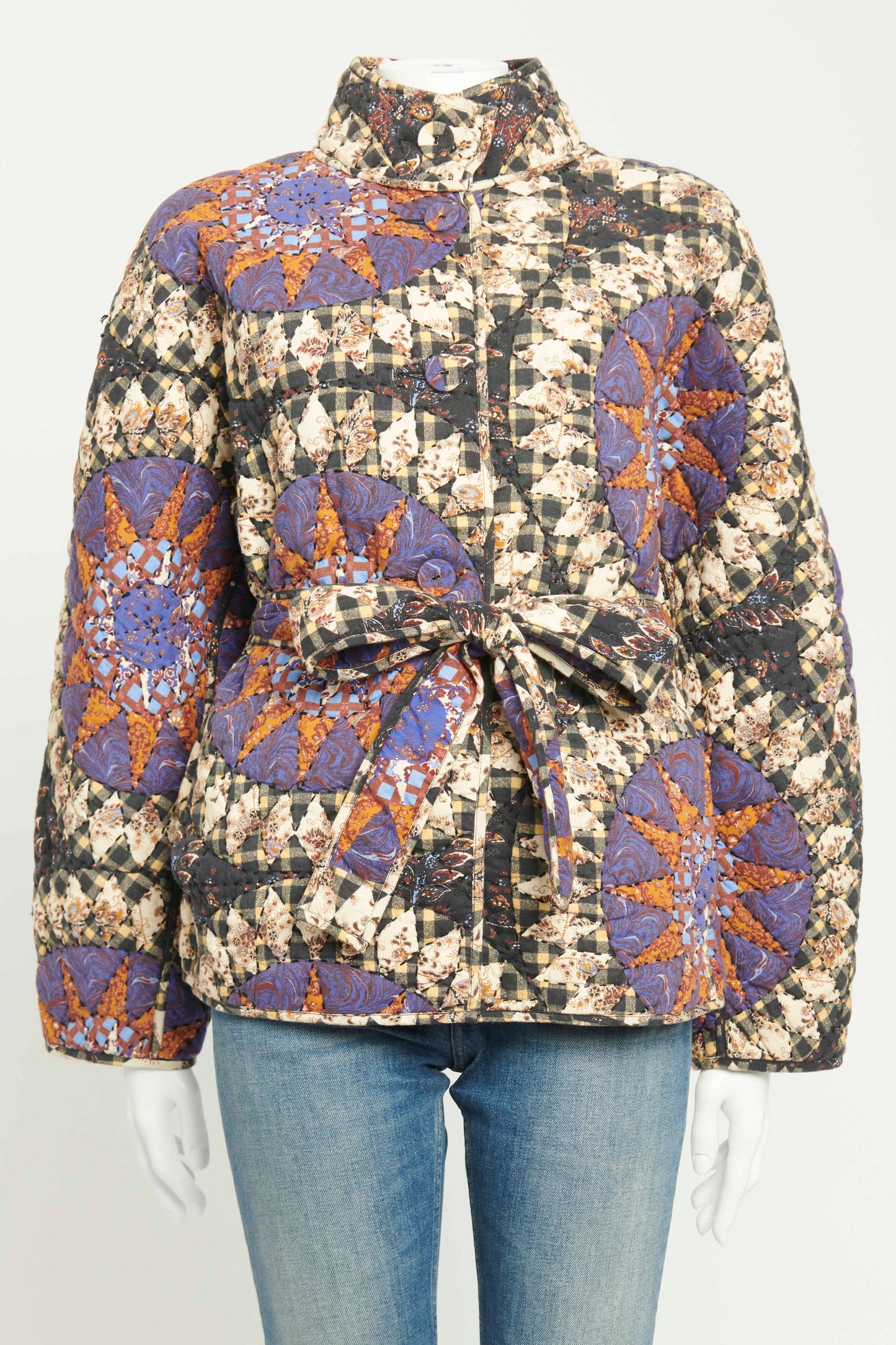 Multicolored Cotton Preowned Paige Patchwork Quilted Jacket