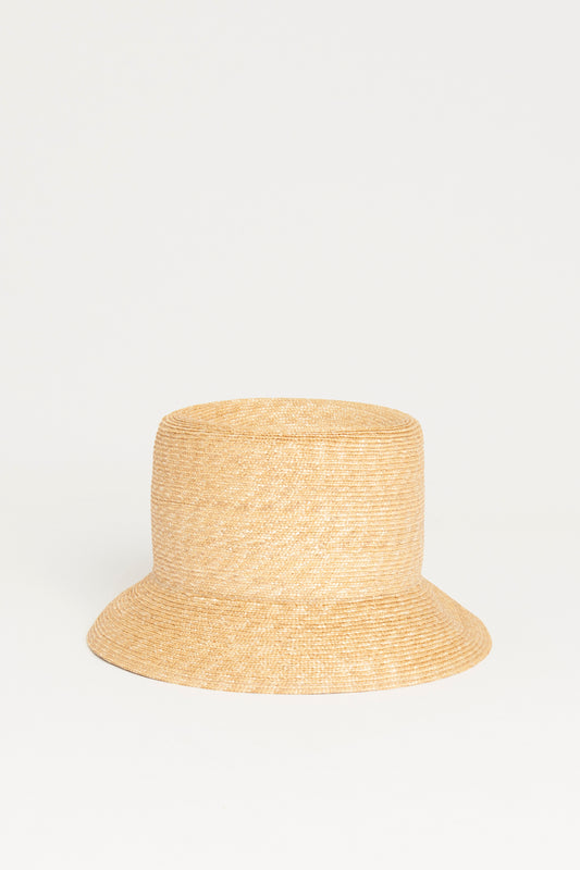 Beige Straw Preowned Structured Summer Hat