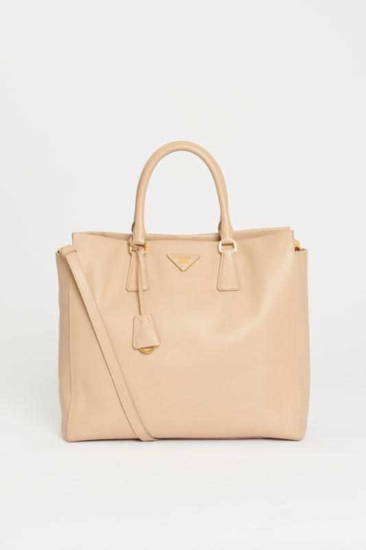Nude Pink Saffiano Leather Preowned North/south Tote