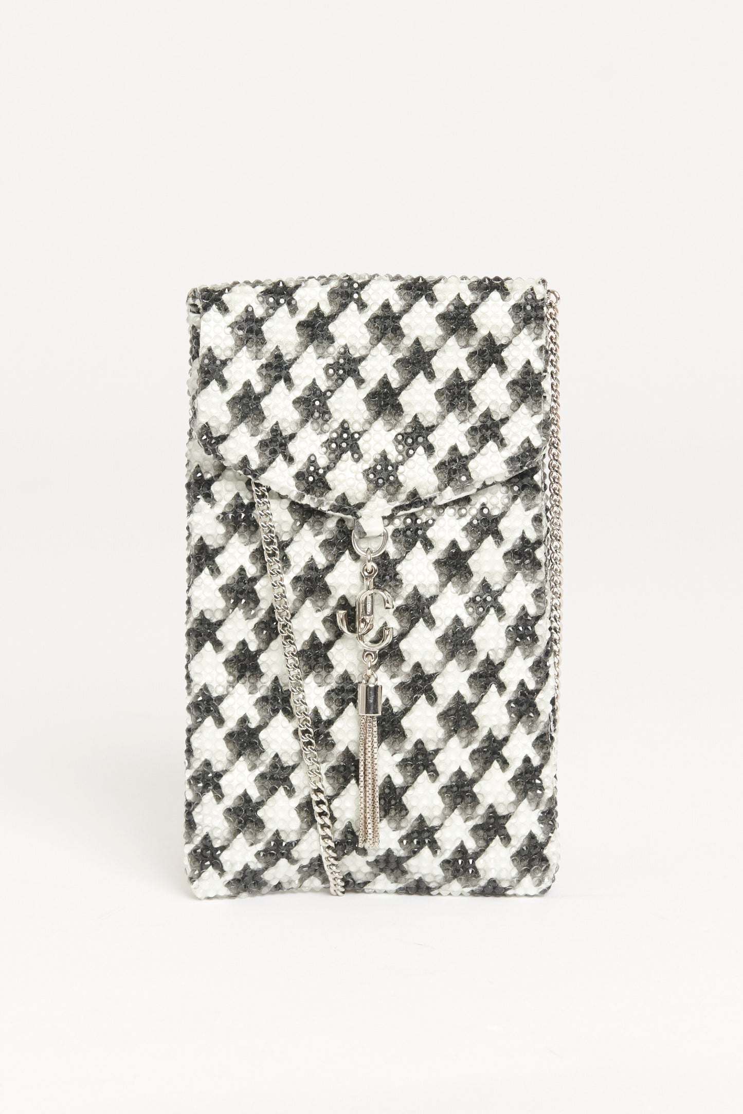 2021 Monochrome Houndstooth Preowned Crystal Embellished Phone Case