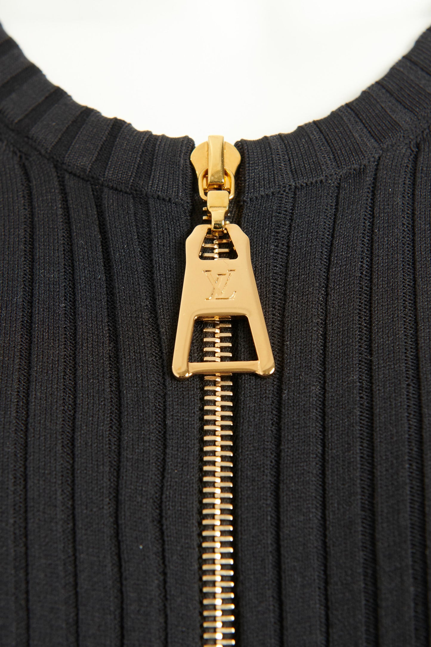 Navy Ribbed Preowned Zip-Up Mini Dress