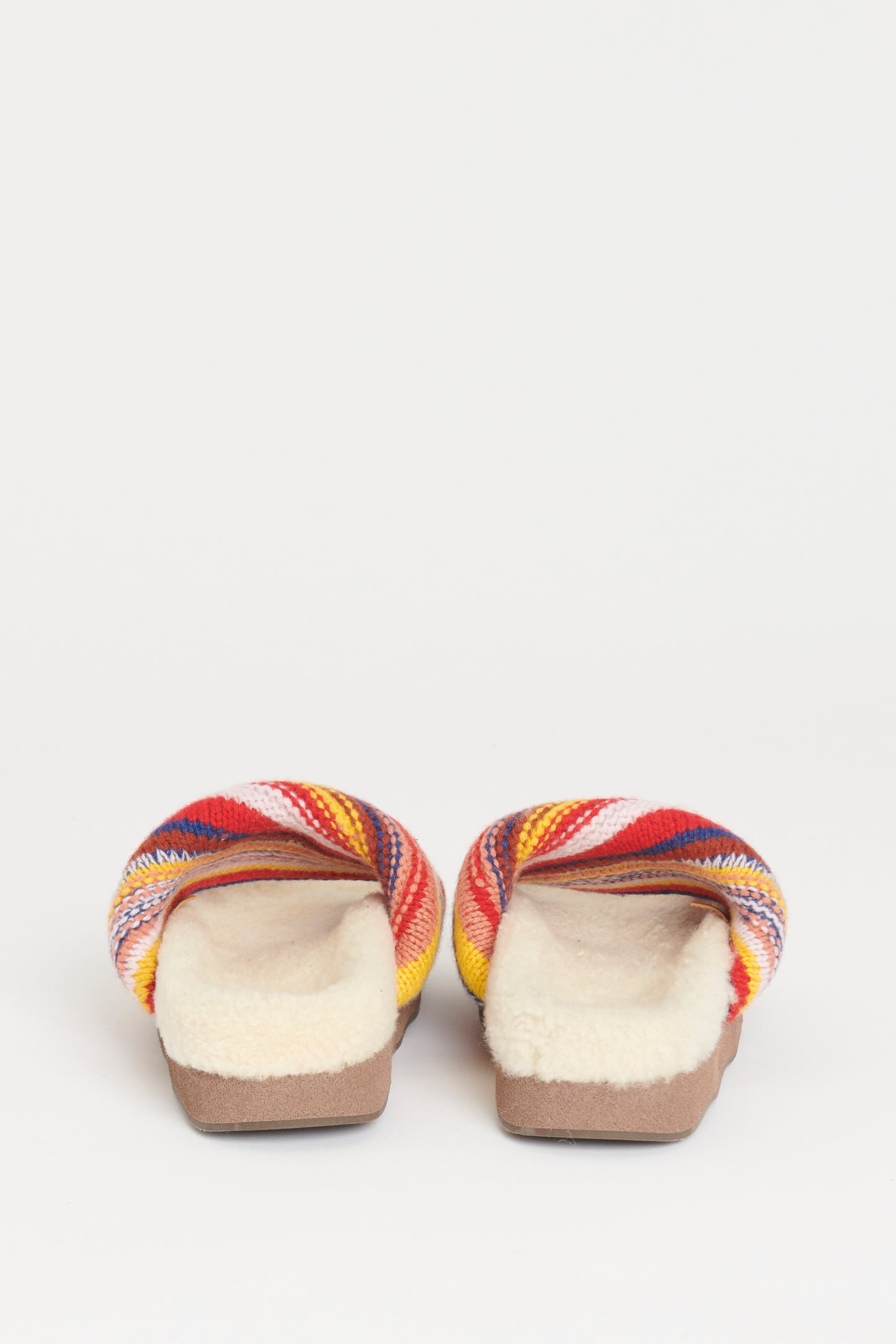 2021 Multicoloured Wavy Preowned Shearling Slides