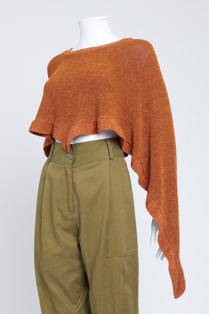 Spring 2019 Burnt Orange Knitted Preowned Cropped Poncho Top