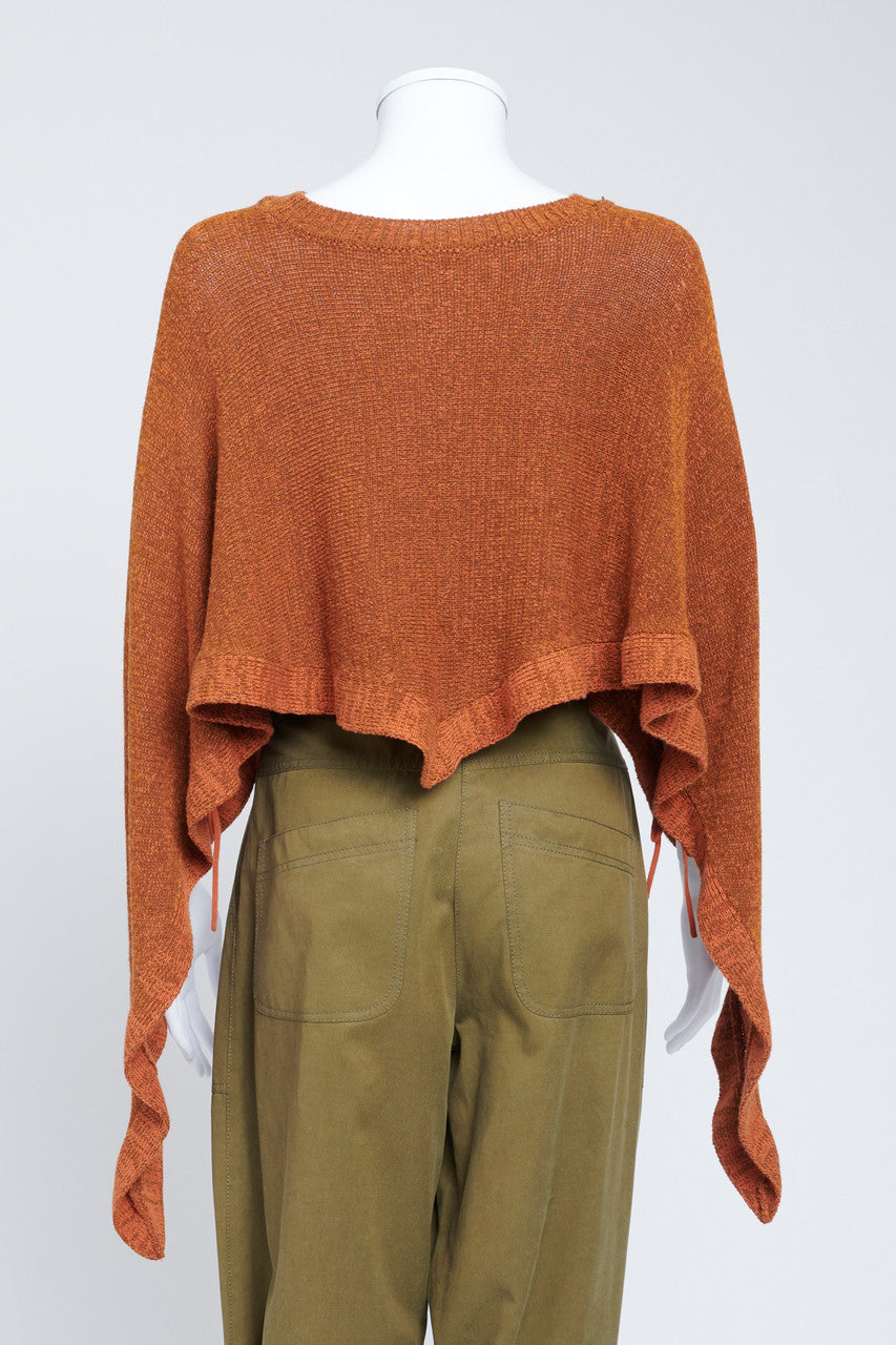 Spring 2019 Burnt Orange Knitted Preowned Cropped Poncho Top