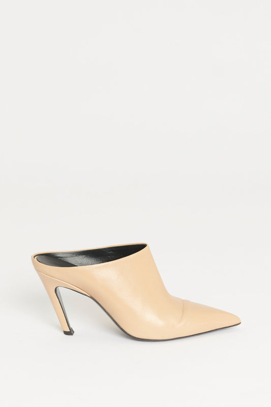 Nude Leather Preowned Pointed Toe Mule