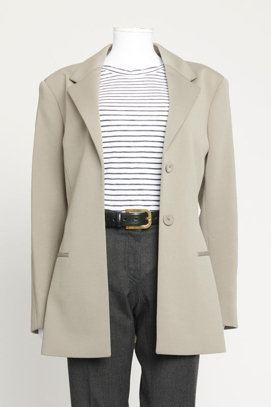 Grey Long Preowned Blazer Jacket