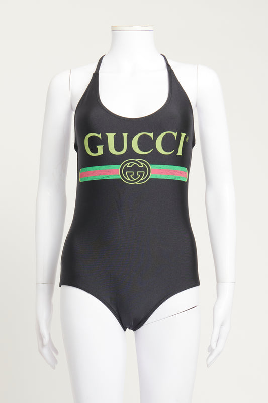 Black Logo One Piece Preowned Swimsuit