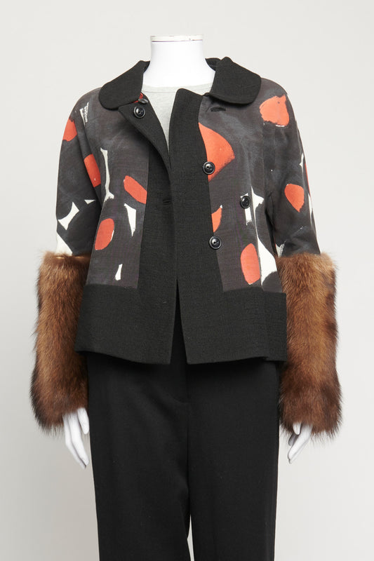 2007 Multicolor Duffle Jacket With Faux Fur Details