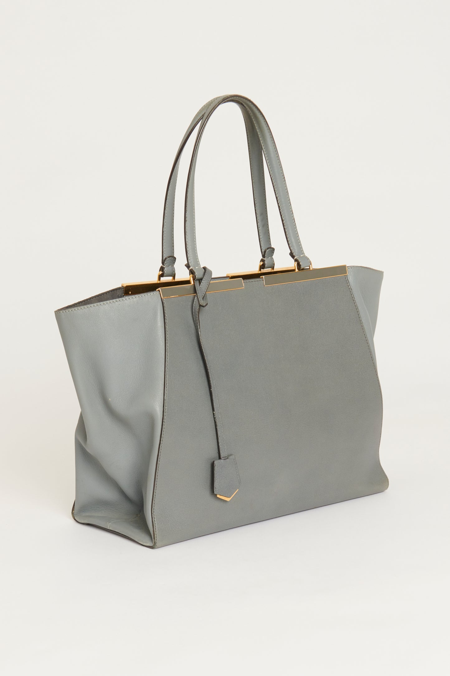 Grey Leather Preowned Large 3Jours Tote Bag