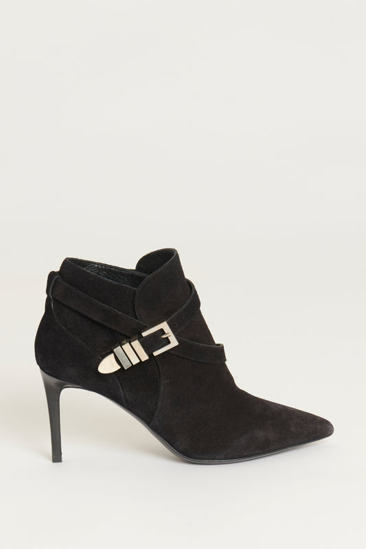 Black Suede Pointed Preowned Ankle Boots
