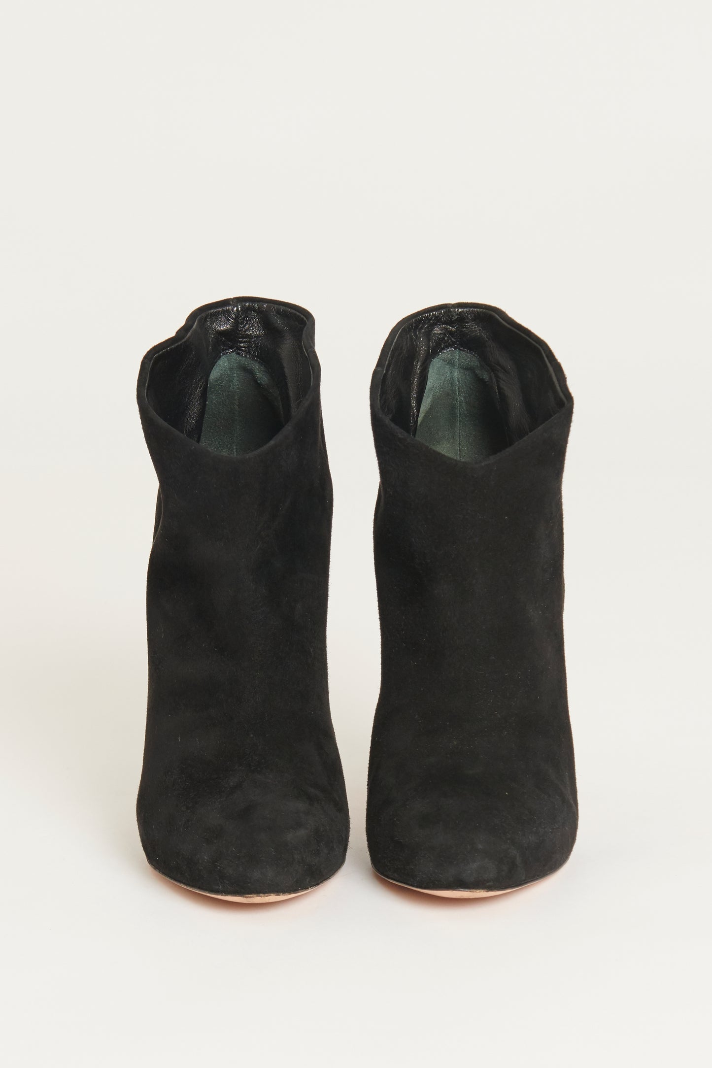 Black Suede Preowned Ankle Boots With Stiletto Heels
