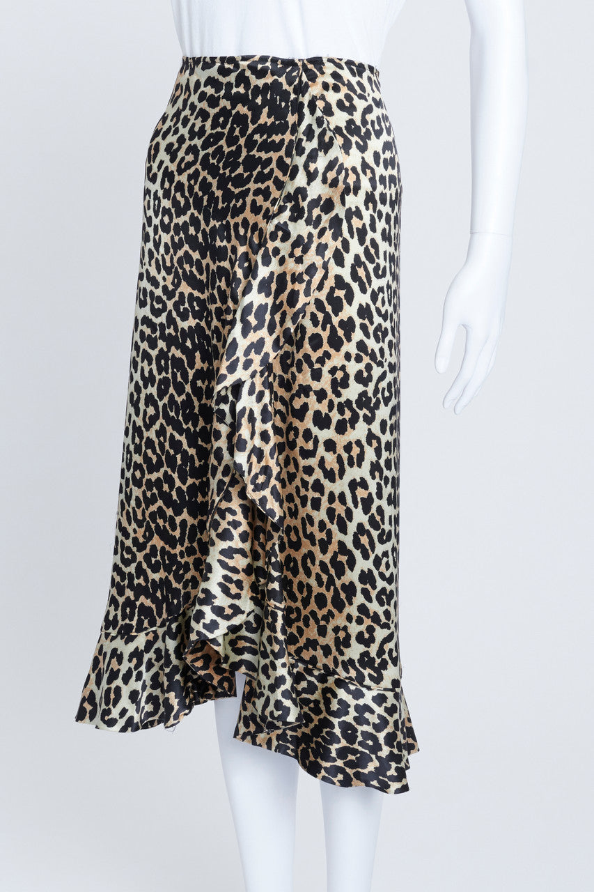 Leopard print midi outlet skirt silk