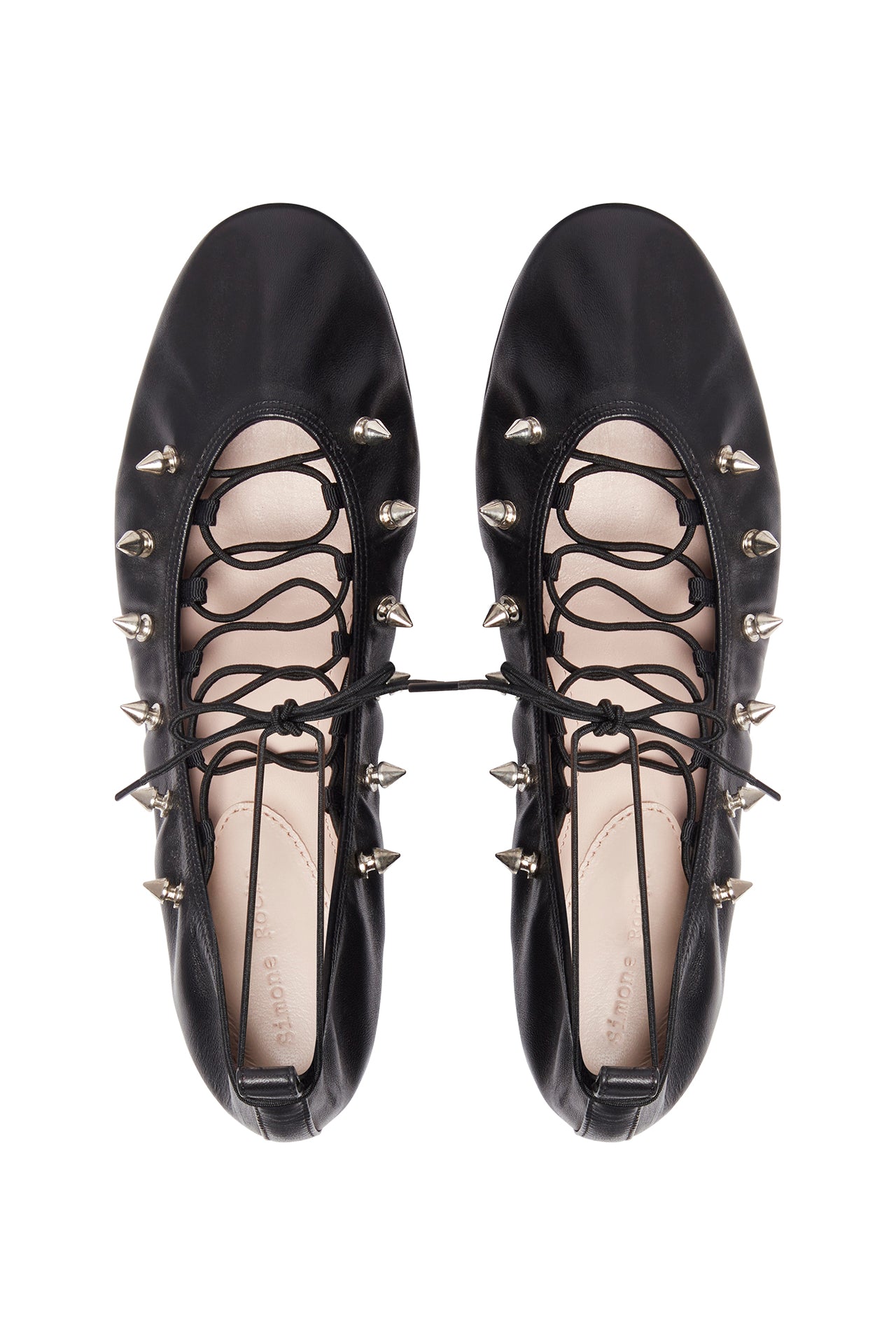 Black Elasticated Laces Round Pump with Studs
