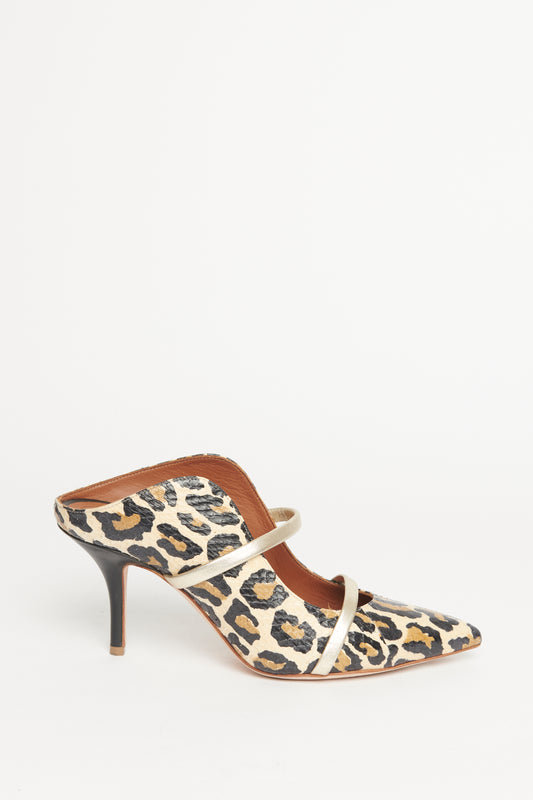 Leopard Print Snakeskin Maureen Preowned Mules