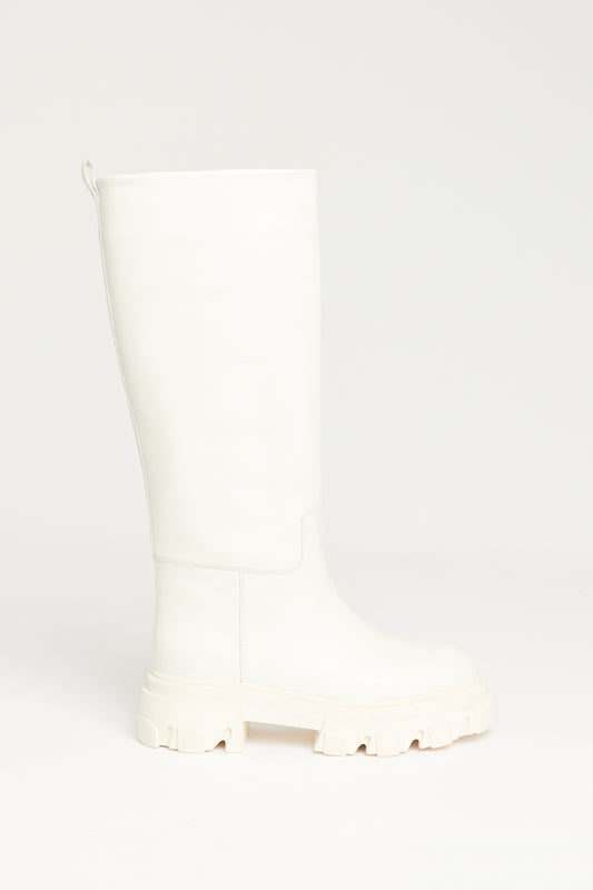 White Leather Tubular Preowned Lug Boots