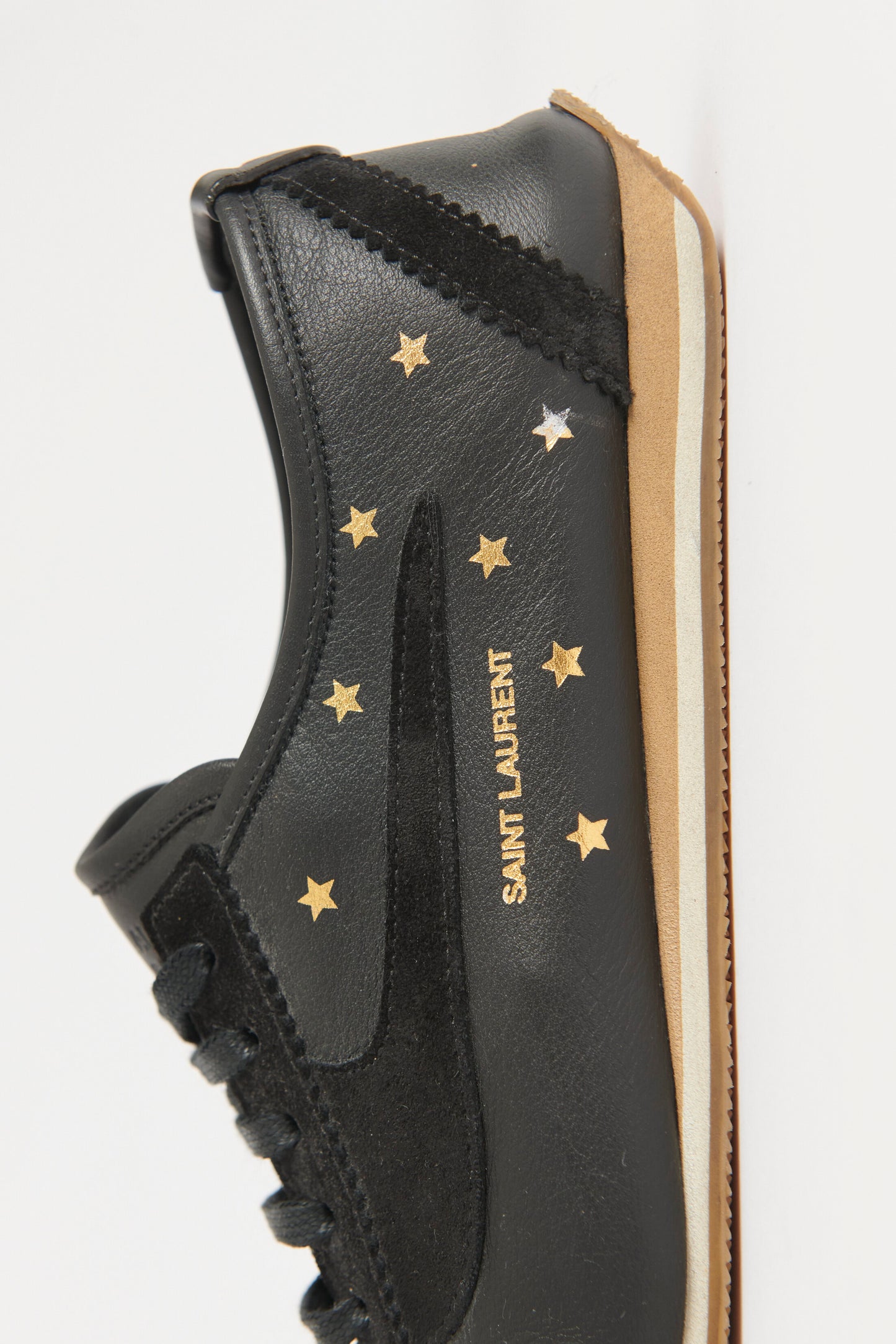 Black Leather Preowned Lace Up Jay Star Trainers