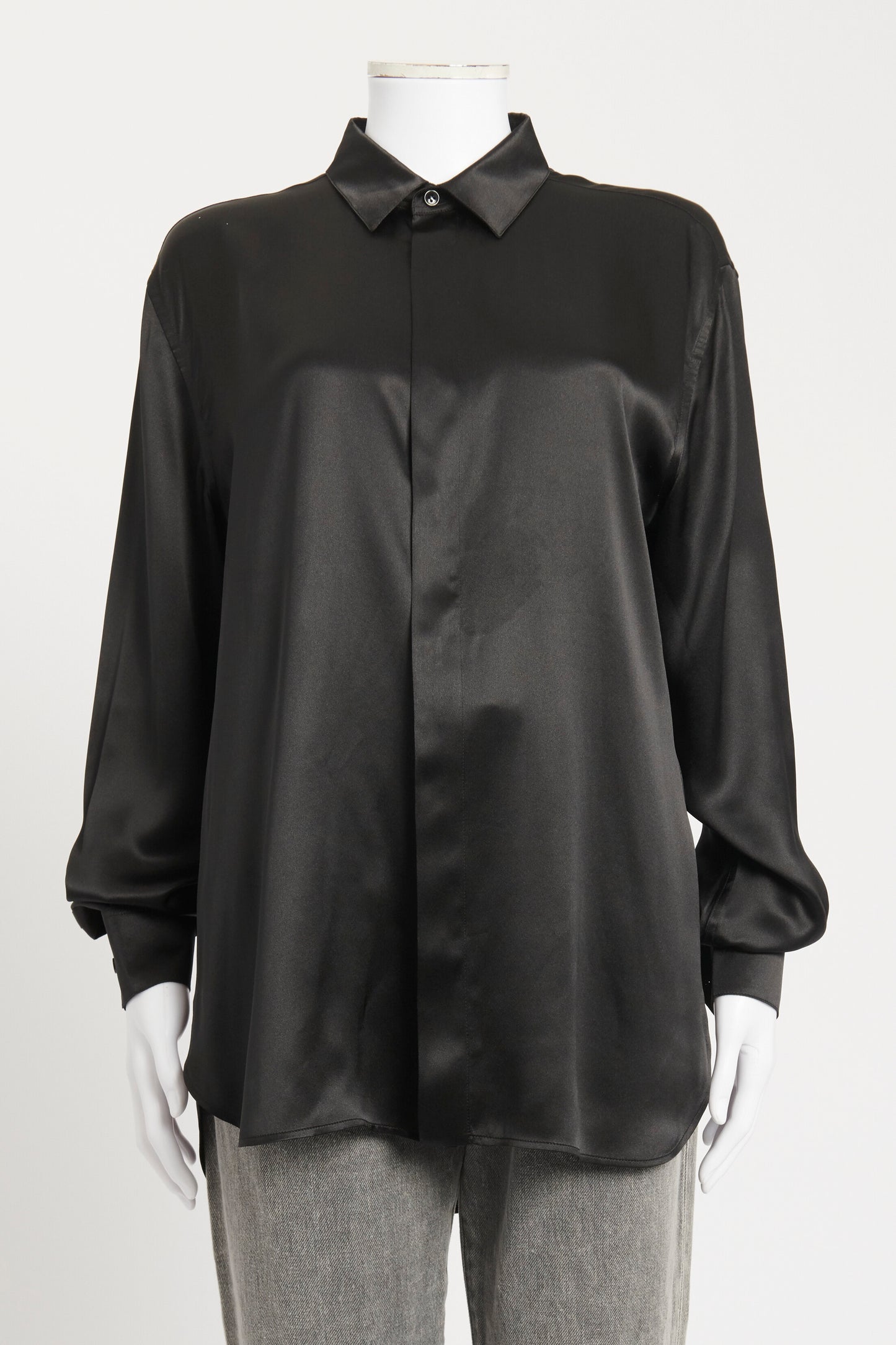 Black Silk Preowned Button Up Shirt