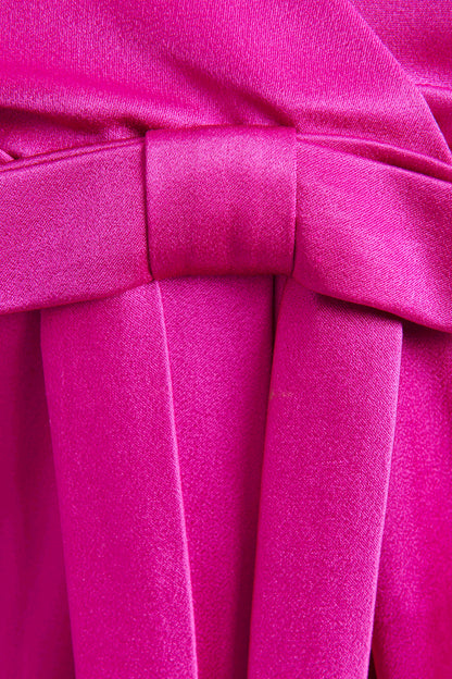 Pink Acetate Blend Preowned Bow Knee Length Dress