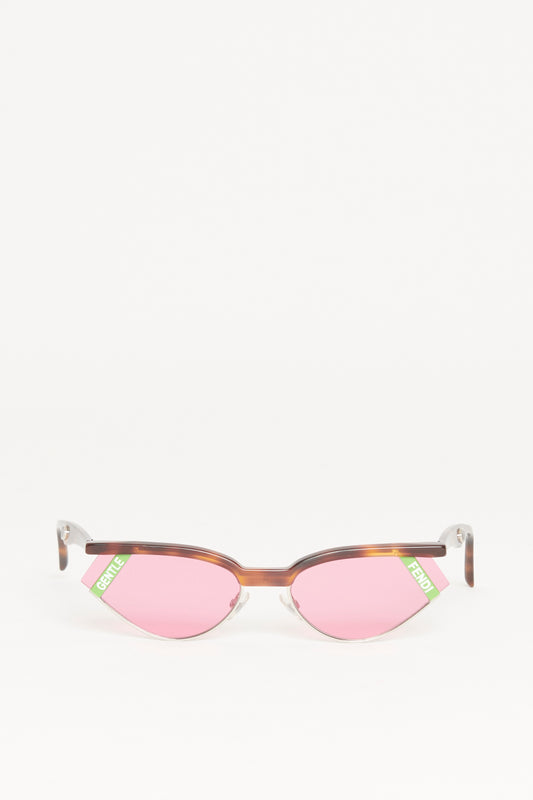 Brown and Pink Acetate Preowned Cat Eye Sunglasses