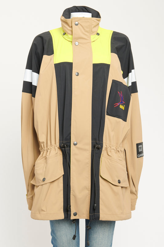 Beige Nylon Preowned Kria Waterproof Shell Jacket