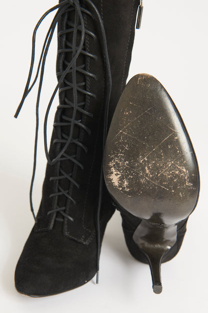 Black Suede Preowned Lace Up Boots