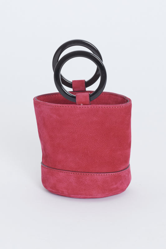 Pink Suede Mini Bonsai Preowned Bucket Bag