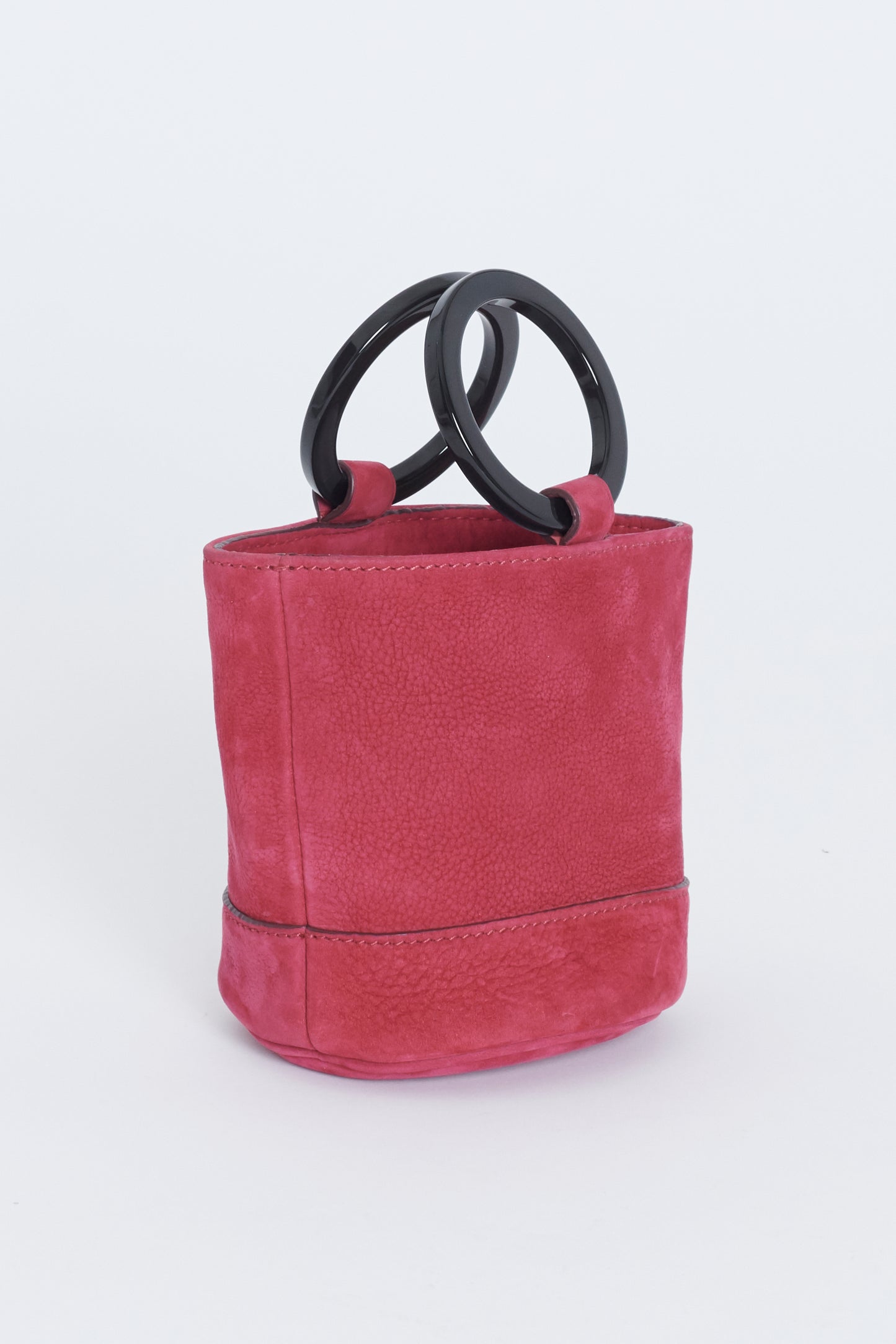 Pink Suede Mini Bonsai Preowned Bucket Bag