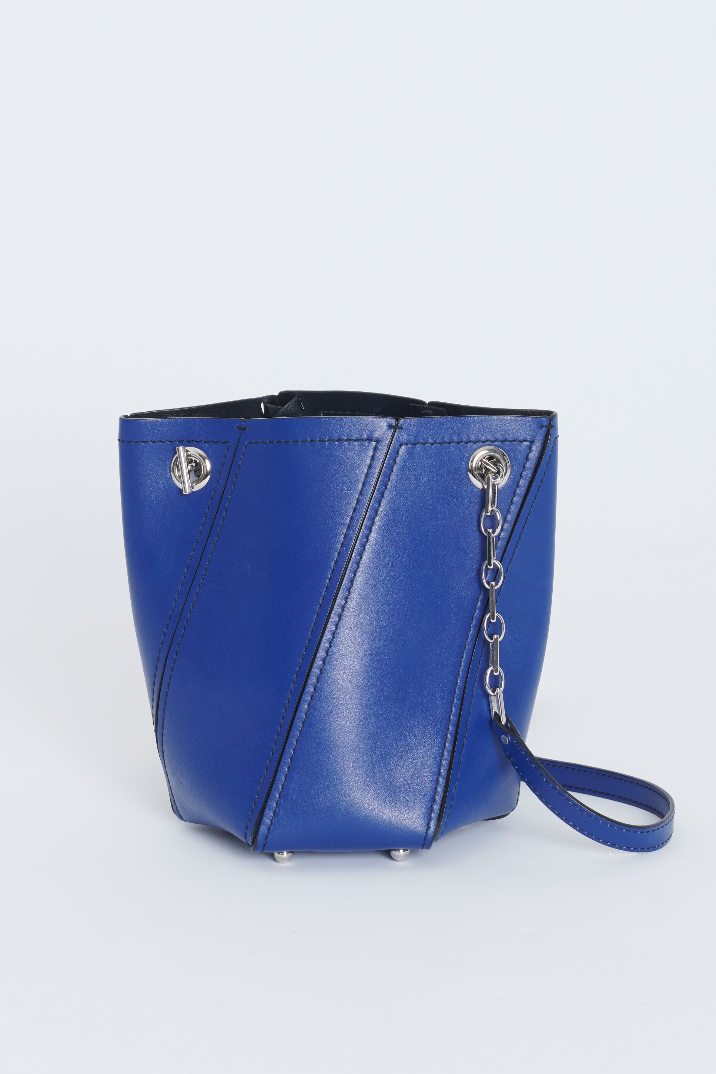 Blue Leather Mini Hex Preowned Bucket Bag Reluxe Fashion