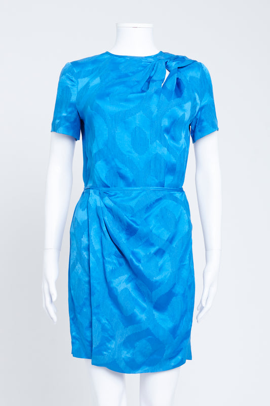 Blue Wrap Front Mini Dress
