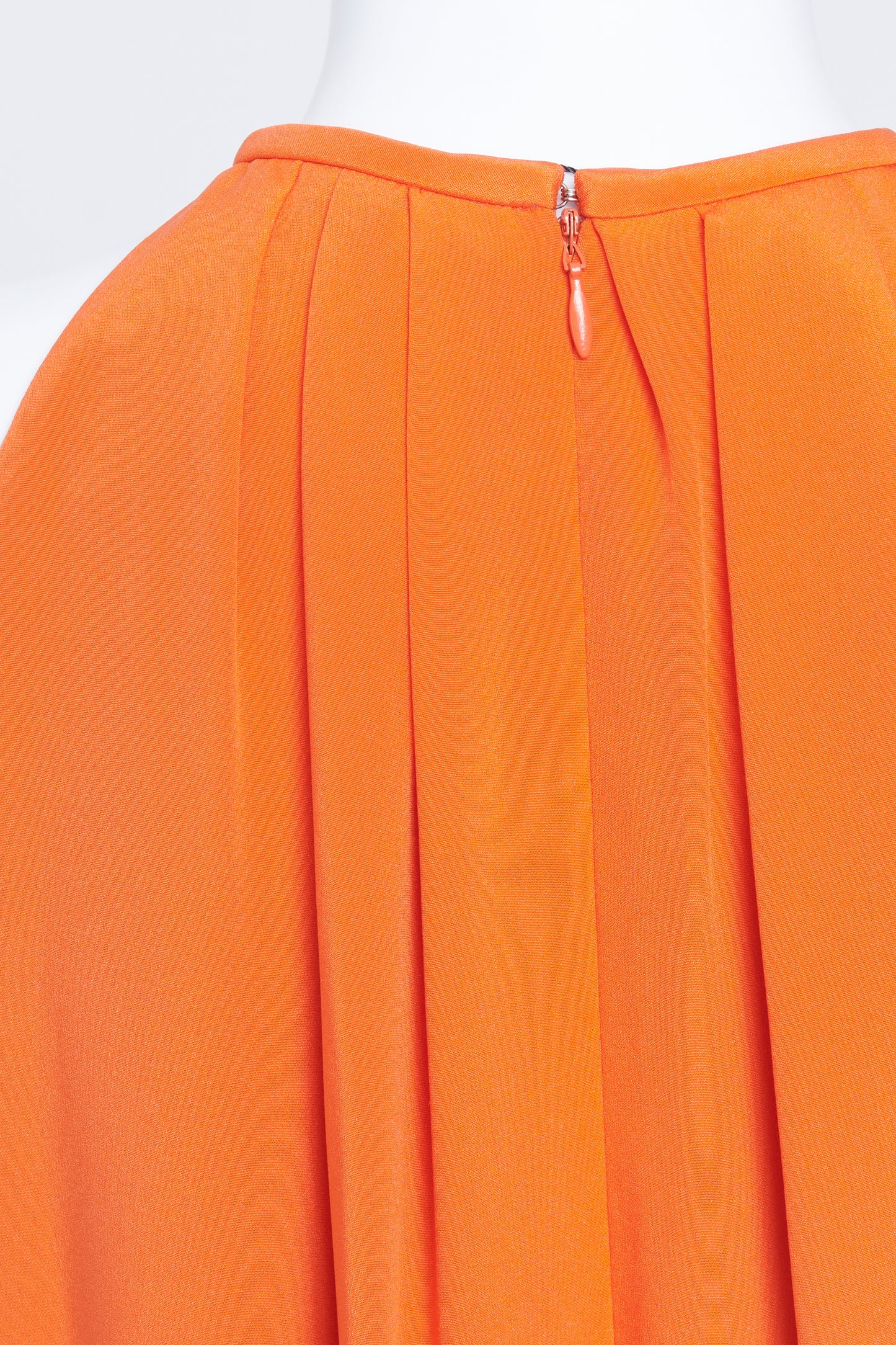 Orange Silk Pleated High-Neck Mini Dress